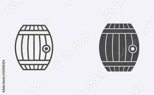 Barrel outline and filled vector icon sign symbol