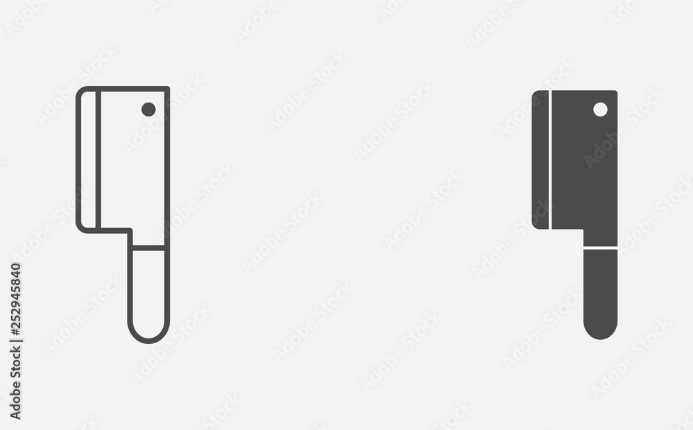 Cleaver outline and filled vector icon sign symbol Cleaver outline and filled vector icon sign symbol