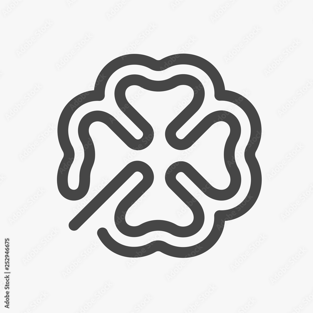 Four Leaf Clover Symbol. Luck Patrick's Day Illustration Icon in Flat Line Handwrite Style. Fortune Superstition. Vector Sign. Four Leaf Clover Symbol. Luck Patrick's Day Illustration Icon in Flat Line Handwrite Style. Fortune Superstition. Vector Sign.