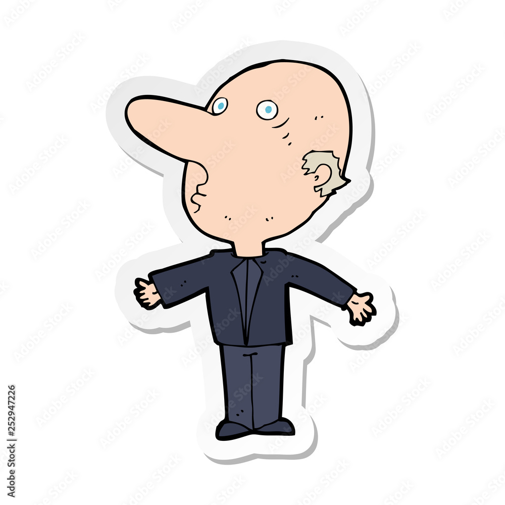 sticker of a cartoon confused middle aged man sticker of a cartoon confused middle aged man