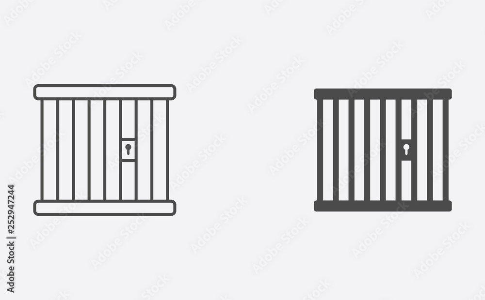 Jail outline and filled vector icon sign symbol Jail outline and filled vector icon sign symbol