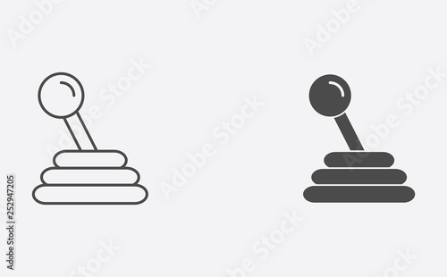 Gear shift outline and filled vector icon sign symbol