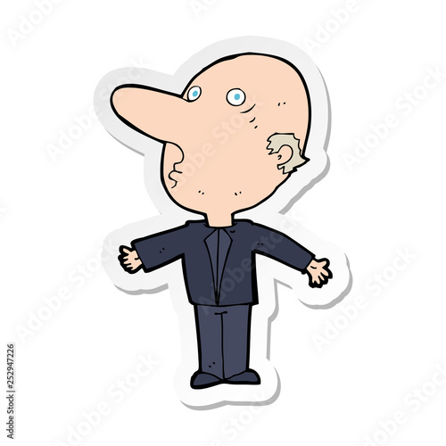 sticker of a cartoon confused middle aged man