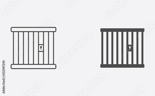 Jail outline and filled vector icon sign symbol