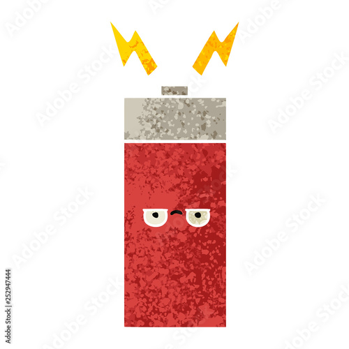 retro illustration style cartoon battery