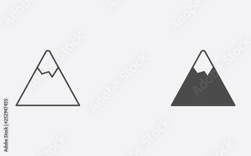 Mountain outline and filled vector icon sign symbol