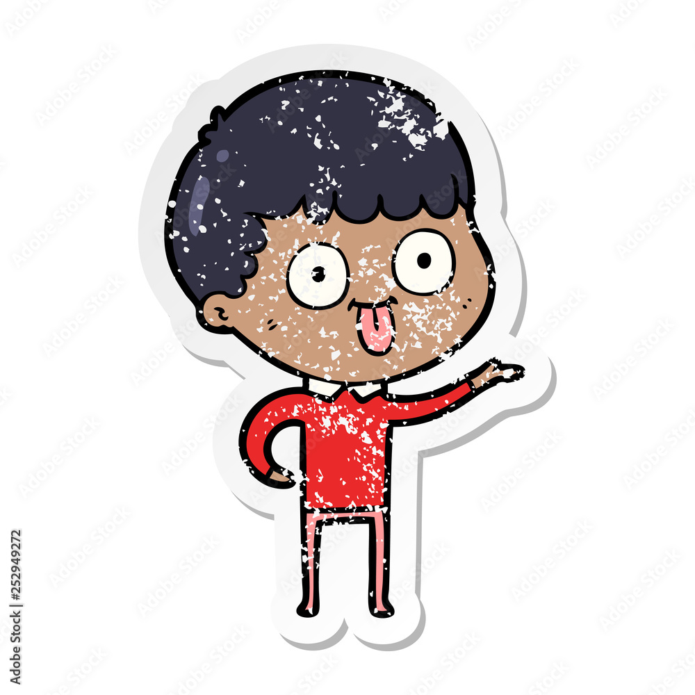distressed sticker of a cartoon man staring distressed sticker of a cartoon man staring