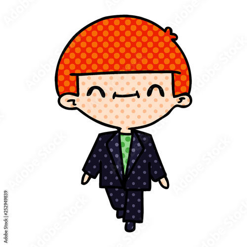 cartoon of cute kawaii boy in suit