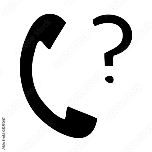 flat symbol telephone receiver with question mark