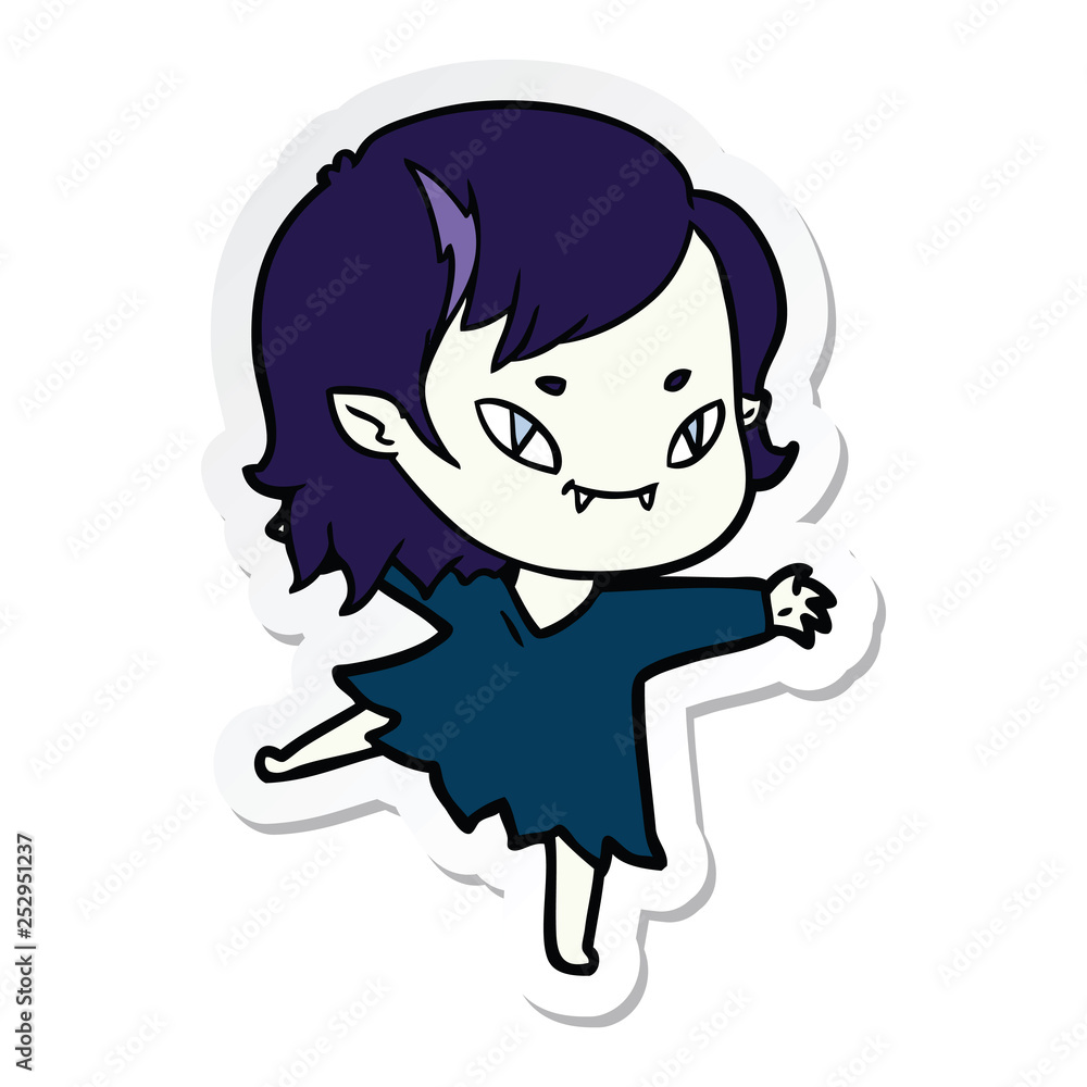 sticker of a cartoon friendly vampire girl sticker of a cartoon friendly vampire girl