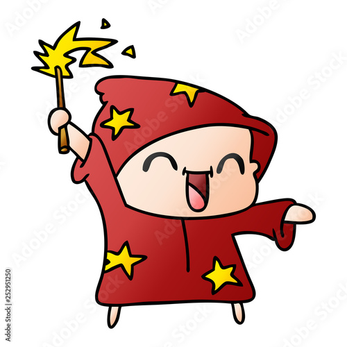 gradient cartoon of a happy little wizard