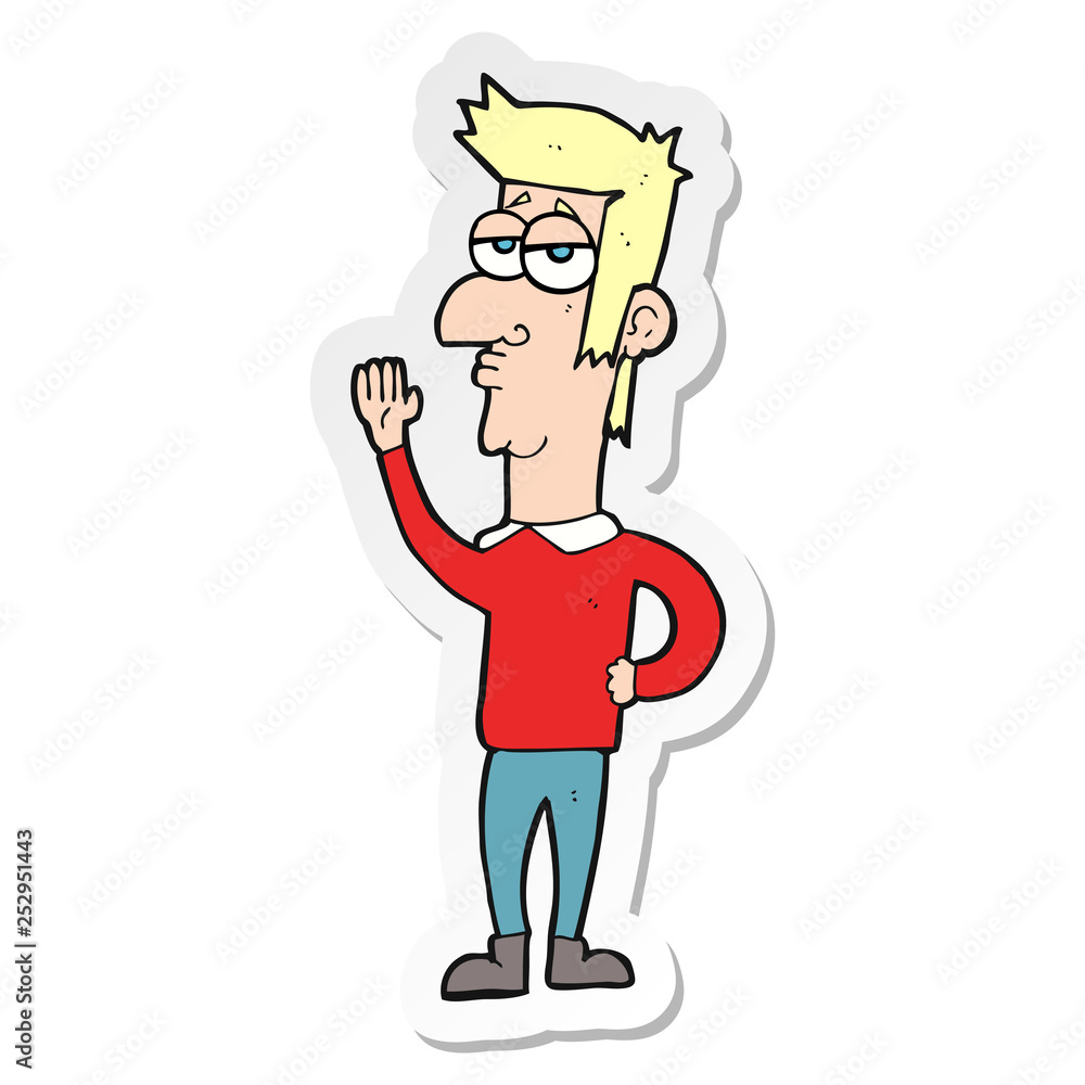 sticker of a cartoon man waving sticker of a cartoon man waving