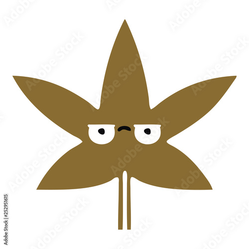 flat color retro cartoon autumnal leaf