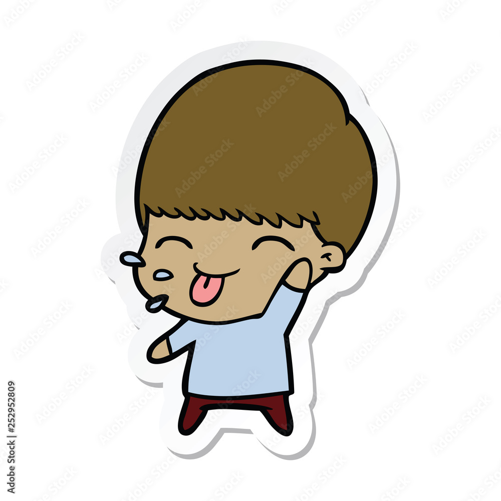 sticker of a cartoon calm boy