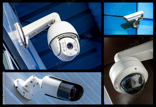 set of security camera in various situation photo