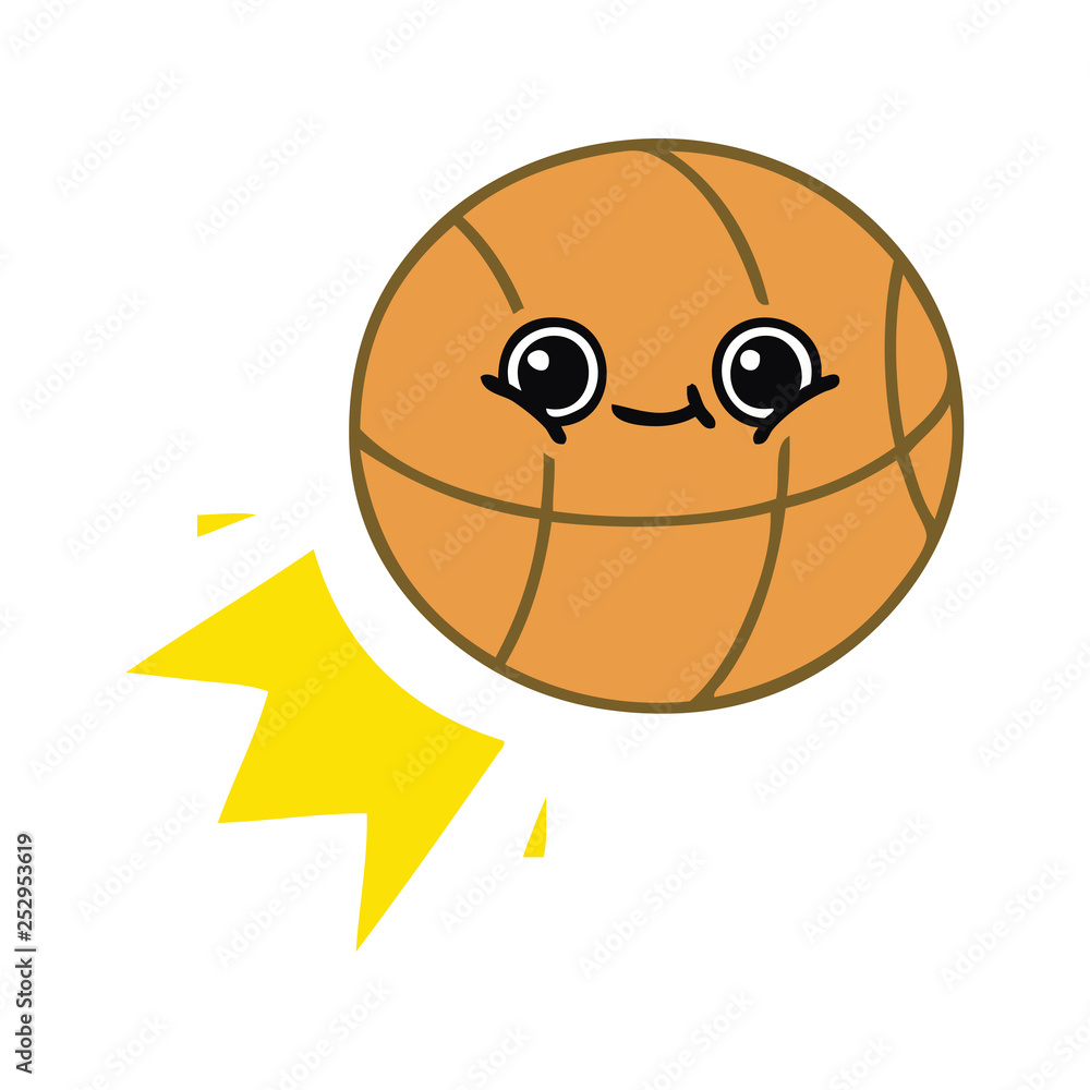 flat color retro cartoon basketball flat color retro cartoon basketball