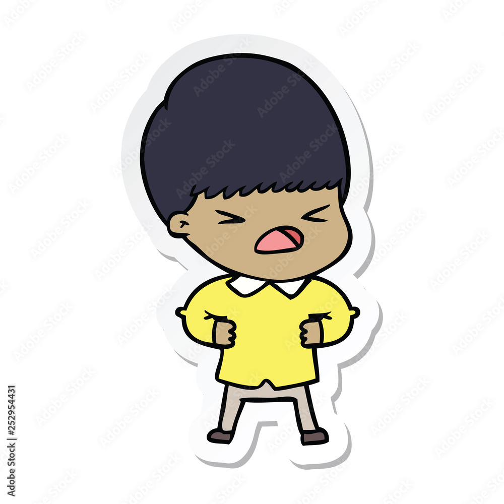 sticker of a cartoon stressed man