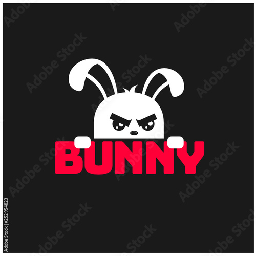 Angry rabbit vector logo template