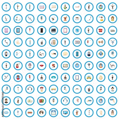 100 communication icons set in cartoon style for any design vector illustration