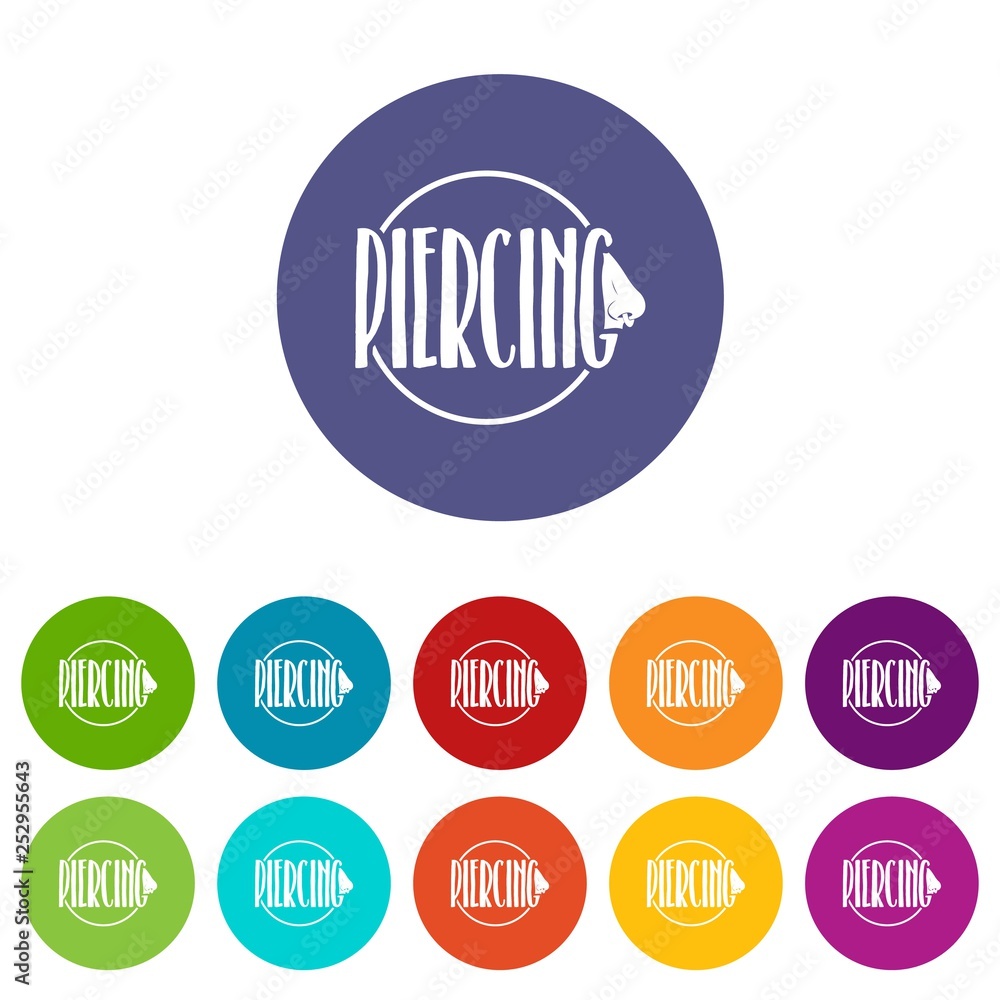Fototapeta premium Nose piercing icons color set vector for any web design on white background