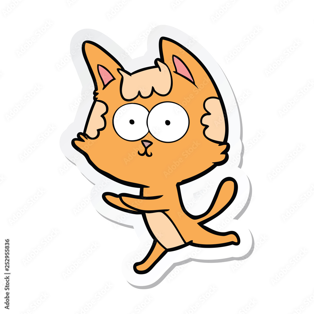 sticker of a happy cartoon cat sticker of a happy cartoon cat