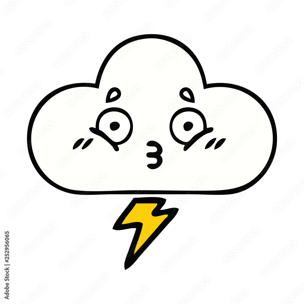 Fototapeta premium cute cartoon thunder cloud