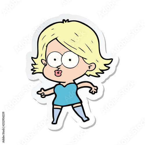 sticker of a cartoon girl pouting