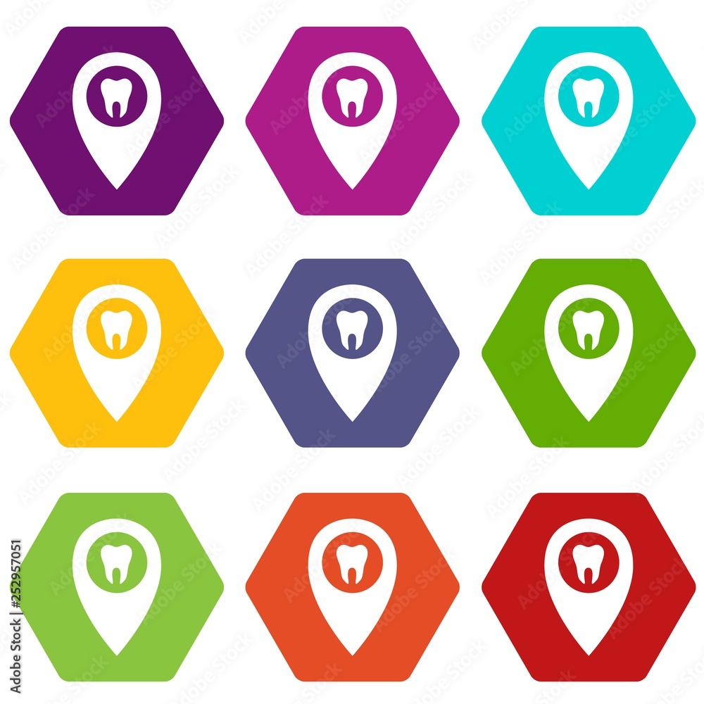 Small tooth icons 9 set coloful isolated on white for web Small tooth icons 9 set coloful isolated on white for web