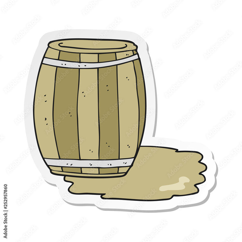 sticker of a cartoon barrel of beer sticker of a cartoon barrel of beer