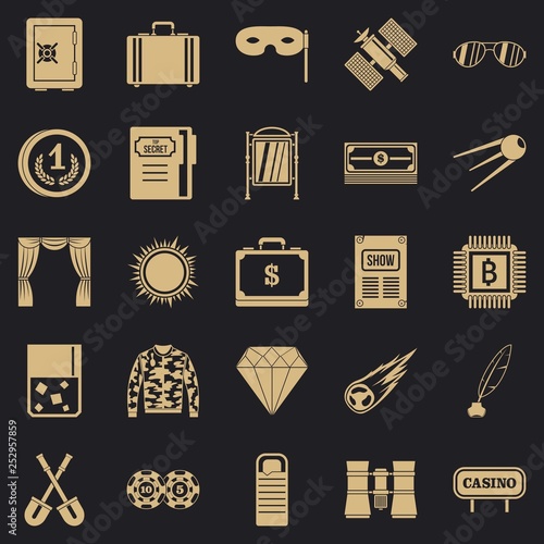 Adult games icons set. Simple set of 25 adult games icons for web for any design