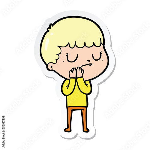 sticker of a cartoon grumpy boy