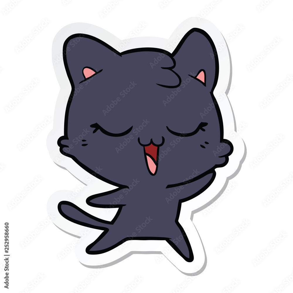 sticker of a happy cartoon cat sticker of a happy cartoon cat