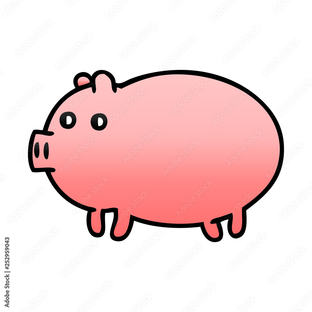 gradient shaded cartoon fat pig gradient shaded cartoon fat pig