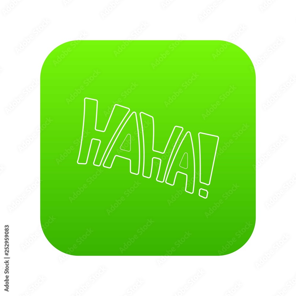 Word Haha icon green vector isolated on white background Word Haha icon green vector isolated on white background