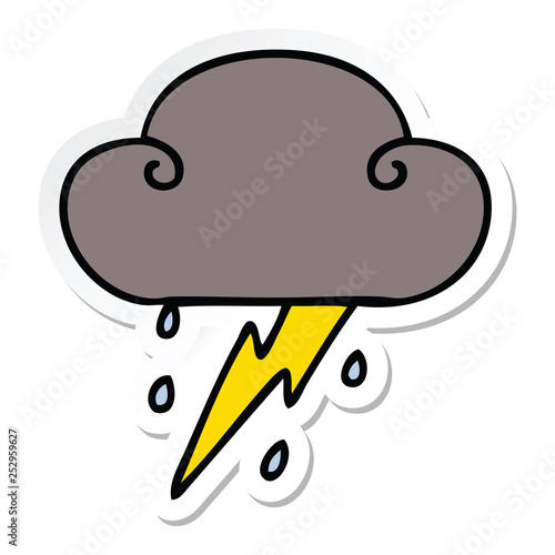 sticker of a quirky hand drawn cartoon thunder cloud