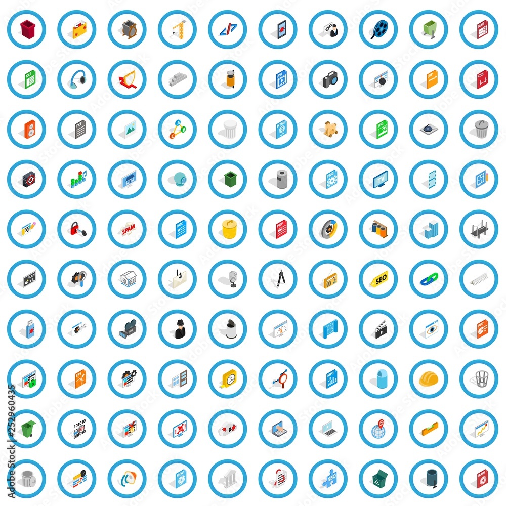 100 computer icons set in isometric 3d style for any design vector illustration 100 computer icons set in isometric 3d style for any design vector illustration