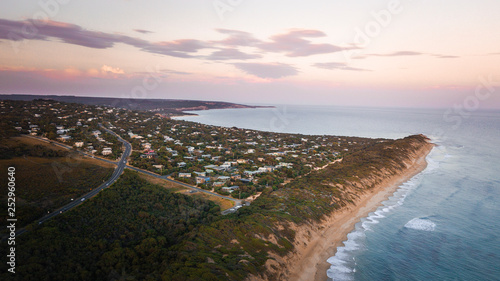 Aerial View of Great Ocean Road at Sunset, Victoria, Australia © Judah