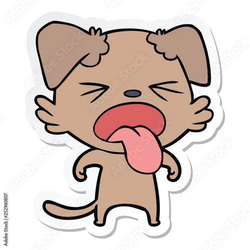 sticker of a cartoon disgusted dog