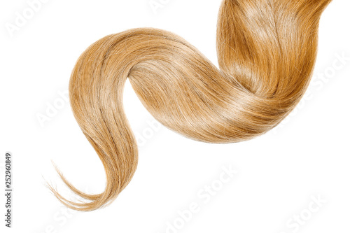 Long wavy blond hair isolated on white background