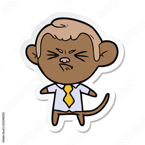 sticker of a cartoon annoyed monkey