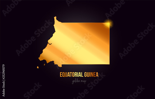 Equatorial Guinea country border map in gold golden metal color design