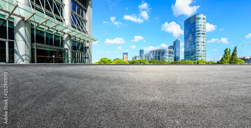 Canvas Print Empty asphalt square ground with panoramic city skyline in Shanghai,China