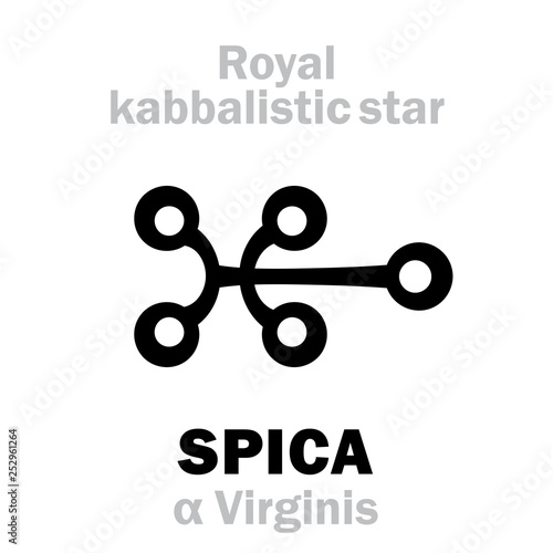 Astrology Alphabet: SPICA (α Virginis), «Spica» (The Virgin’s Ear of Grain). Hieroglyphic sign (hermetic kabbalistic magic symbol by Cornelius Agrippa from his book «Occult Philosophy», 1533).