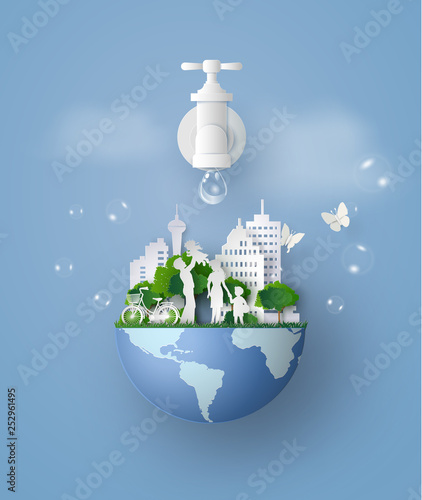 Eco-Friendly Earth with Water Drop Tap
