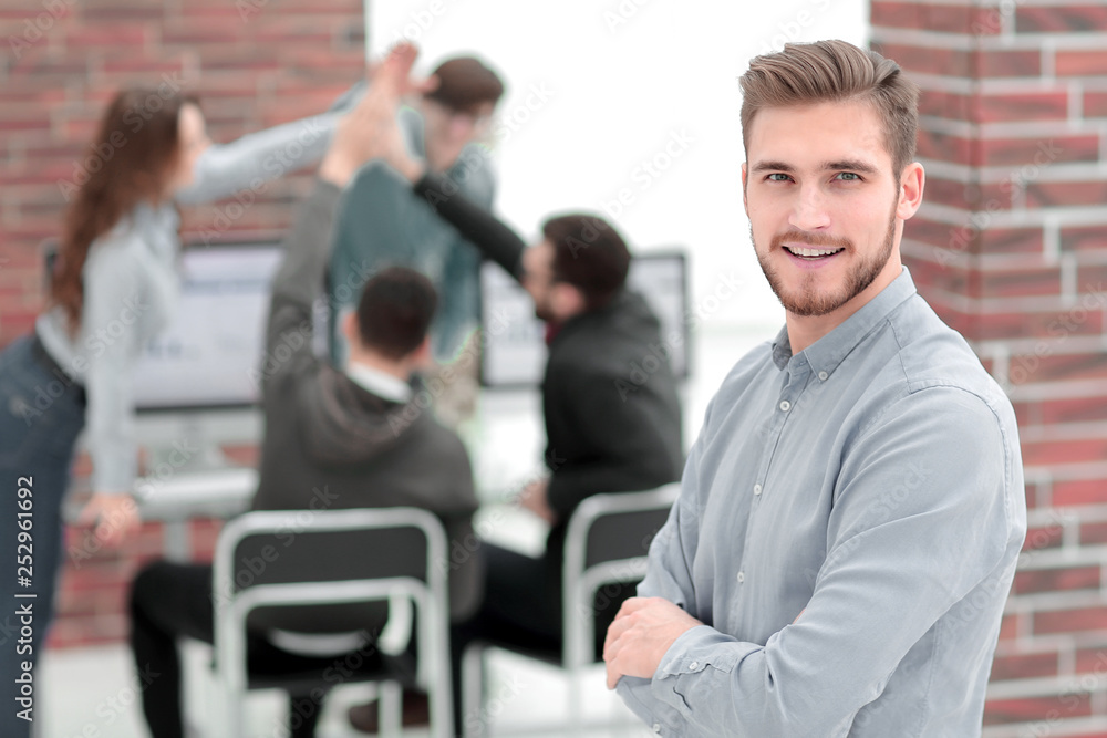 Portrait of a modern attractive business man with a beard. Portrait of a modern attractive business man with a beard.