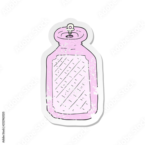 retro distressed sticker of a cartoon hot water bottle