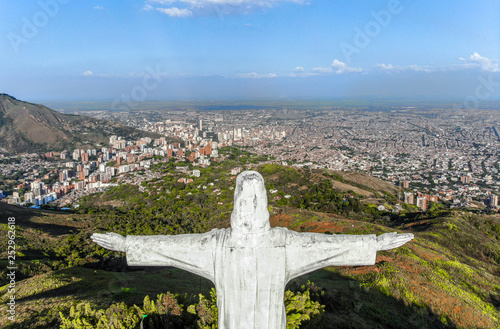 Cristo Rey Statue with city view