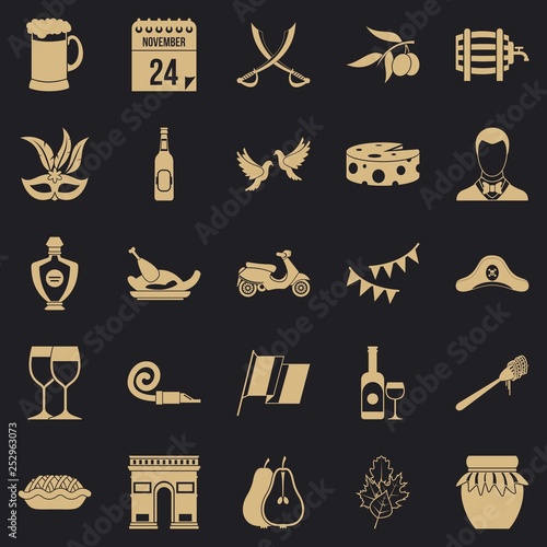 Binge icons set. Simple set of 25 binge icons for web for any design