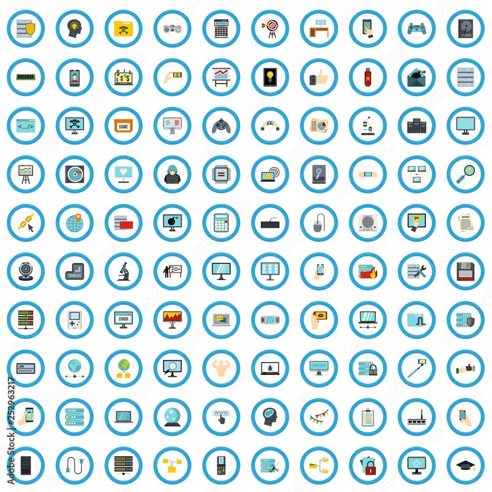 100 computer review icons set in flat style for any design vector illustration 100 computer review icons set in flat style for any design vector illustration