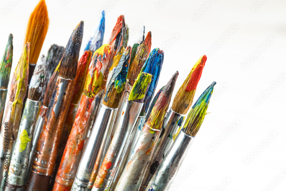 Paint brushes and paints for drawing. Paint brushes and paints for drawing.